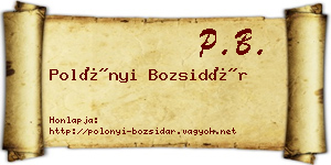 Polónyi Bozsidár névjegykártya